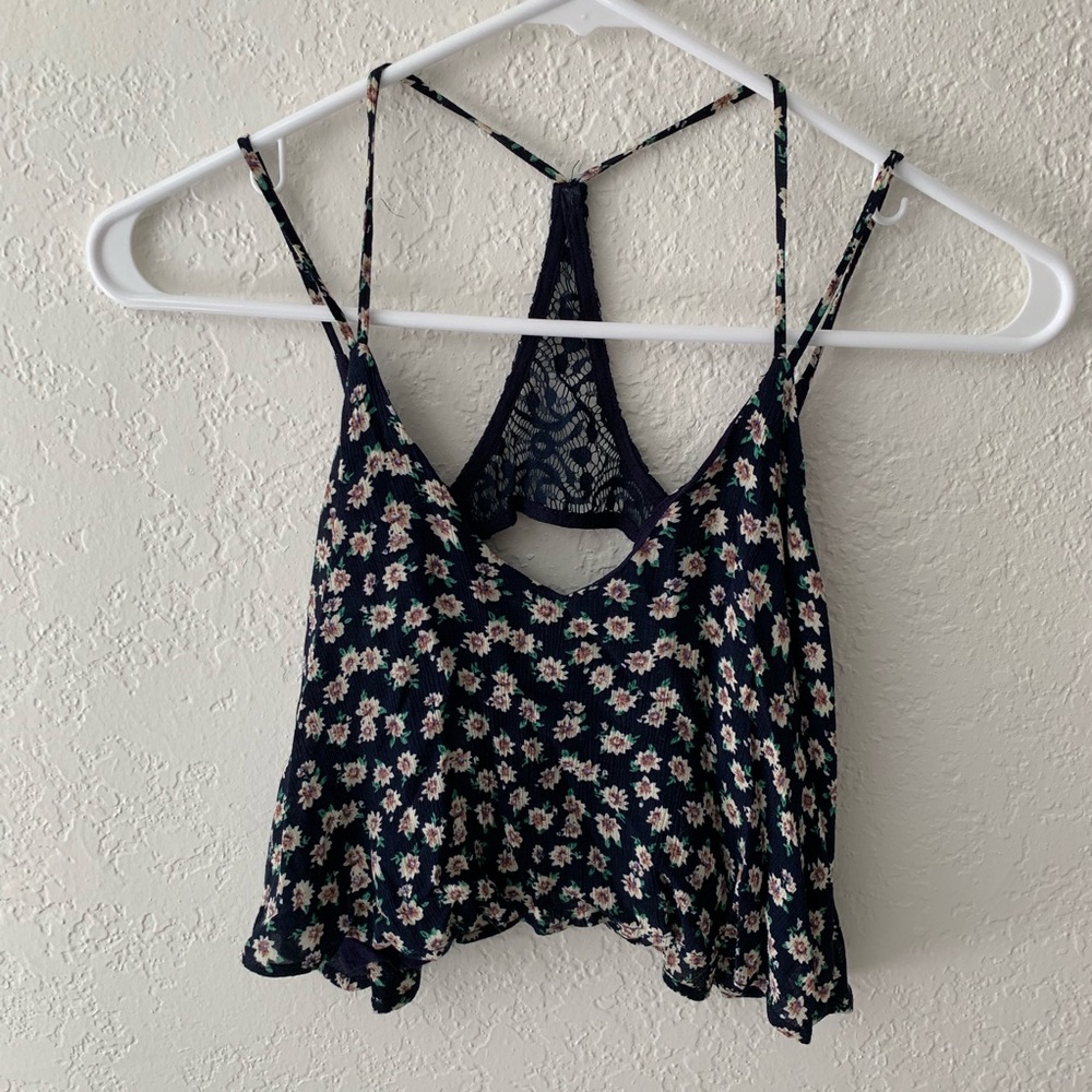 Floral Navy Crop Top